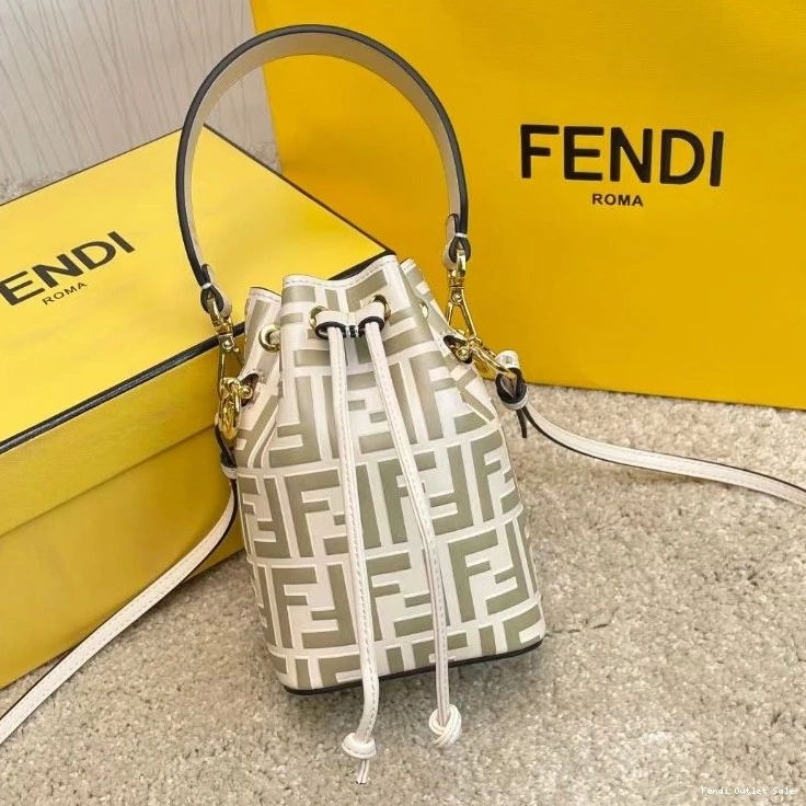 Cheap Leather Mon White Calf Motif Mini In Tresor Fendi Bag FF Bucket 0824